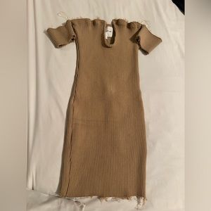 Tan dress brand new size medium. May fit like a small but does have stretch